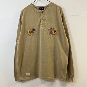 Schott 刺繍Tシャツ SOUVENIR LS T-SHIRT 顔虎 ヘンリーネックカットソー スカジャン アメカジ ショット【レターパックプラス郵送可】Q