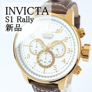 エスワンラリー新品ブラウンレザー箱付レトロINVICTAクラシック メンズ腕時計インビクタ革ベルト48mmS1 Rally軽量軽い