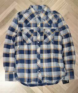 送料無料 特価即決【新品】 TMT ★ インディゴ チェックシャツ S ☆ 定価3万800円 L/SL ORIGINAL INDIGO CHECK SHIRTS 日本製 TSH-S1706 