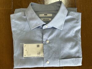 [OC]UNIQLO ユニクロ・スーパーノンアイロン・シャツ(ボタンダウンカラー・長袖) ライトブルー Lサイズ コットン100％なのにアイロン不要! 