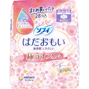 【まとめ買う】ソフィ はだおもい 極うすスリム 特に多い昼用 羽つき 26cm 28個入×4個セット