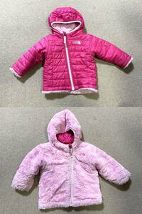 THE NORTH FACE ノースフェイス リバーシブル ダウン コート フリース ジャケット ジャンパー ショッキングピンク ピンク 女の子 80 90