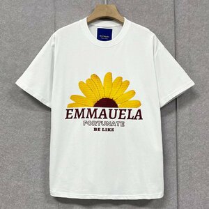 人気・半袖Tシャツ 定価2万◆Emmauela・イタリア・ミラノ発◆コットン100％ 快適 高級 通気 おしゃれ 菊 スウェット カットソー トップス52