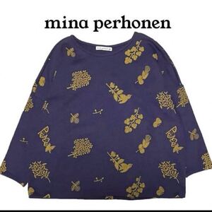 mina perhonen ミナペルホネン forestparade フォレストパレード ニット ドルマン セーター ワイド プルオーバー 表裏両刺繍 7分丈 総柄 紫