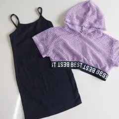 ダンス　SHEIN 4Y　キャミワンピ×メッシュフーディーセット