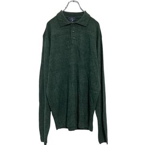 DOCKERS 長袖 アクリルニット ポロシャツ L モスグリーン ドッカーズ 古着卸 アメリカ仕入 a610-6623