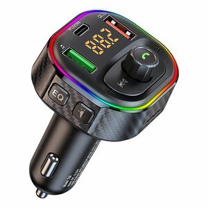 FMトランスミッター Bluetooth5.1 車載充電器 QC3.0急速充電 2USBポート FM transmitter 電圧測定 音楽再生 12-24V車に適応