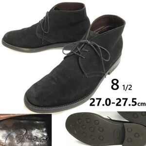 GROS?★スエード本革/グッドイヤー製法/チャッカブーツ【27.0-27.5/black/黒】ビブラムソール/Leather/Boots/shoes/England?◆sWB104-03