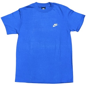 良品 ビンテージ レア 80`s NIKE ナイキ 紺タグ ワンポイントロゴ プリントTシャツ USA製 ブルー size S オールド オリジナル 日本 台湾 