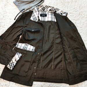 BURBERRY BLACK LABEL ④【大人の都会的ミリタリー】バーバリーブラックレーベル ミリタリージャケット サファリ M-65 ノバチェック フード