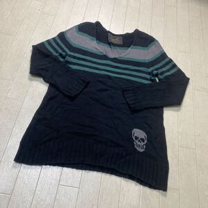 4046☆ HYSTERIC GLAMOUR ヒステリックグラマー　トップス　ロング丈ニット レディース F ブラック グリーン