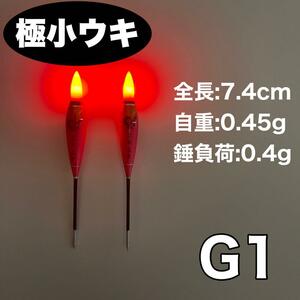 極小ウキ G1 2本セット 棒うき　誘導ウキ　タナゴ浮き　LED CR311 電気ウキ　夜釣り　