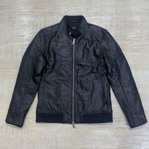 AKM ラムレザー シングル ライダース ジャケット size S 羊革 シングルライダース レザーライダース レザージャケット ブラック