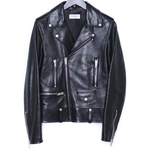 SAINT LAURENT CLASSIC MOTORCYCLE JACKET 42 ブラック 397290 Y5YA1 サンローラン クラシックモーターサイクルレザーライダースジャケット