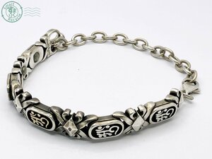 AK0601466　★ STERLING 925 SILVER DIA 2 K18 Germanium 99.99％ ブレスレット 梵字 シルバー ゲルマニウム ゴールド コンビ 約70.4ｇ