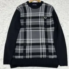 FRED PERRY タータン パネル チェック セーター ニッMサイズ