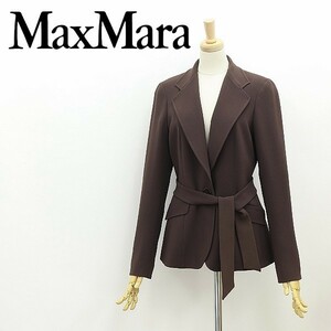 白タグ◆Max Mara マックスマーラ ウエストリボン 1釦 ジャケット ブラウン 38