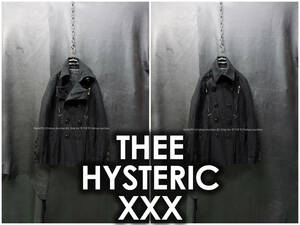 THEE HYSTERIC XXX モーターサイクルコート ジャケット シワ加工 S ピーコート トレンチコート ハーフコート ヒステリックグラマー