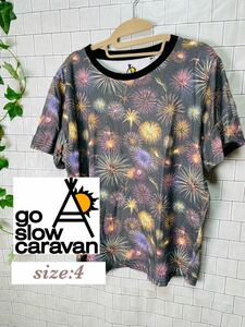 go slow caravan ゴースローキャラバン USAコットン夏色TEE 花火 プリント Tシャツ 半袖 夏 祭 サイズ4 111024-022