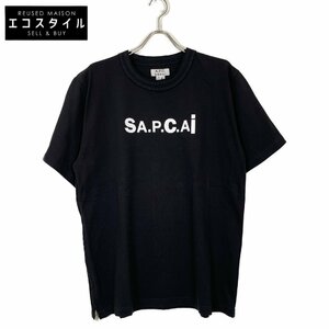 A.P.C. アーペーセー 【×sacai】21SS ブラック SIDE ZIP LOGO TEE ブラック XL トップス コットン レディース 中古