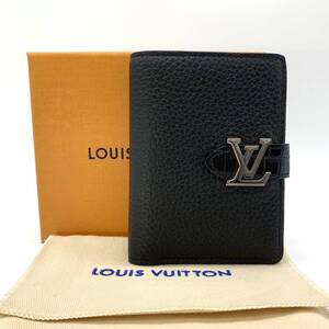 【新品同様】LOUIS VUITTON ルイ・ヴィトン ヴェルティカル ウォレット コンパクト 二つ折り財布 レザー クロコダイル ブラック ノワール