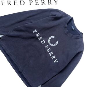 【送料無料】FRED PERRY フレッドペリー でかロゴ　スウェット　トレーナー　メンズ　ネイビー　紺色