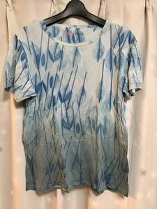 【Paul Smith/ポールスミス】半袖Tシャツ/フリーサイズ★葉っぱ柄★ブルー★レディース★USED