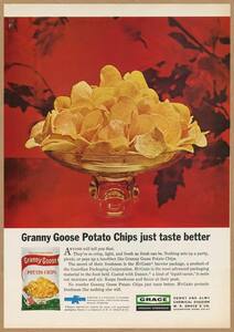 ポテトチップス レトロミニポスター B5サイズ 複製広告 ◆ Granny Goose グラニーグース スナック菓子 USAD5-169