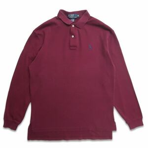 古着 ラルフローレン Polo Ralph Lauren 長袖ポロシャツ ワンポイント ワインレッド 表記：M　gd401883n w40304