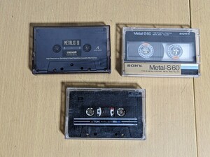 使用済 メタル カセットテープ METAL 3本/TDK MA 46/SONY Metal-S 60/maxell METAL XS 90/再利用