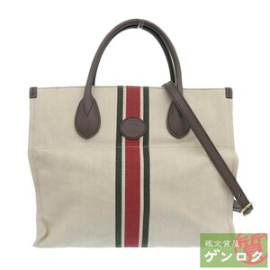 【中古】GUCCI グッチ フォールダブル トートバッグ ショルダーバッグ 斜め掛け 2WAY アイボリー キャンバス 657422 レディース【質屋】