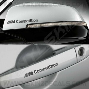 海外　限定品　送料込み BMW M Competition コンペティション ロゴ カッティング ミラー ドアハンドル GREY 100mm 4枚セット　ステッカー