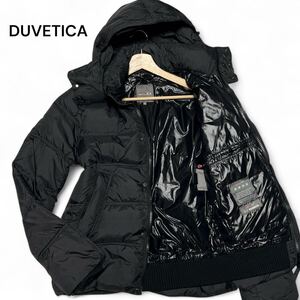 美麗品◎ダウン90%!!Lサイズ!!デュベティカ【最高級の逸品】DUVETICA フード付き ダウン ジャケット ブラック ナイロン100% 秋冬◎メンズ