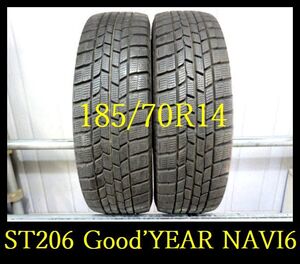 【ST206】T8011073 送料無料・代引き可 店頭受取可 2018年製造 約7.5部山●Good’YEAR ICE NAVI6●185/70R14●2本