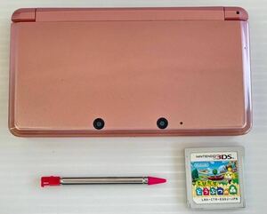 ニンテンドー3DS 任天堂 CTR-001 Nintendo ピンク タッチペン どうぶつの森 カセット付き 通電未確認 ジャンク 0004d