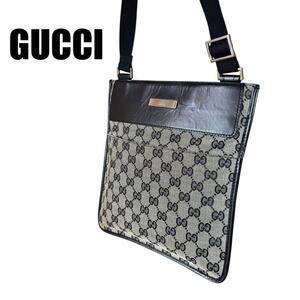 GUCCI グッチ GGキャンバス ショルダーバッグ ブラウン ロゴ金具