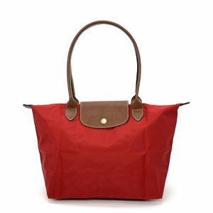 未使用 LONGCHAMP ロンシャン ルプリアージュ トートバッグ ハンドバッグ ナイロン レザー レッド 赤