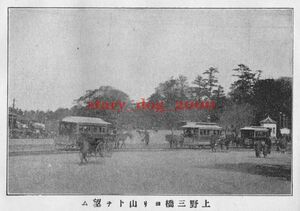 複製復刻 絵葉書/古写真 東京 上野三橋より山下を望む 明治末期 FTMP_006（鉄道馬車