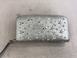 【JIMMY　CHOO】ジミーチュウ　ラウンドジップ長財布　シルバー　スタースタッズ　レザー　SY02-EOU