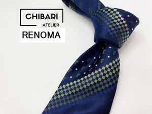 【超美品】RENOMA　レノマ　ロゴ＆レジメンタル柄 ネクタイ 3本以上 送料無料 メンズ ネイビー　1104177