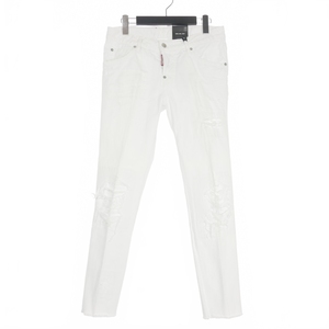 ディースクエアード DSQUARED2 22SS Cool Girl Jean ホワイトデニム ジーンズ ダメージ加工 ワンポイント 38 ホワイト 白 S72LB0509