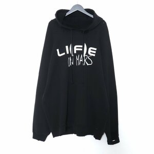 未使用 RAF SIMONS 20AW OVERSIZED LIFE MARS PRINTED HOODIE Mサイズ BLACK 202-175A-19004-00099 ラフシモンズ パーカー ダメージ加工