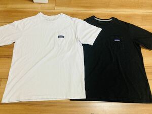 patagonia パタゴニア p6 ポケット付きtシャツ 半袖Tシャツ ２０２１年製 白　黒　2枚セット　レギュラーフィットＭサイズ　厚手