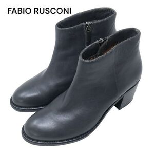 イタリア製★ FABIO RUSCONI ファビオルスコーニ 秋冬 プレーントゥ ヒール レザー ブーツ Sz.35　レディース グレー　K3G00085_C#T