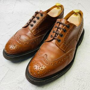 【良品】トリッカーズ バートン ウィング メダリオン 革靴 茶色 ブラウン ビブラム 9 27cm Tricker