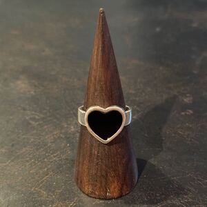 SILVER925 HEART DESIGN ONYX RING/シルバー/リング