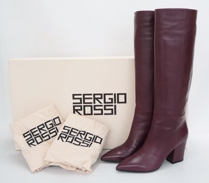 S8 2019AW Sergio Rossi セルジオロッシ ロングブーツ 37.5 定価￥139000 トゥモローランド購入 ワインレッド系