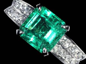 GZ13721T【1円～】新品【RK宝石】≪Emerald≫ 抜群のテリ艶!! 極上エメラルド 大粒1.473ct!! 極上ダイヤモンド Pt900 高級リング ダイヤ