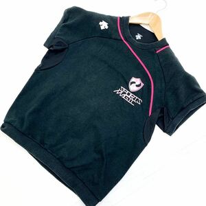 デサント DESCENTE 半袖シャツ ブラック Lサイズ 細身 スポーティ 好シルエット♪胸ロゴ入り シンプルな一枚☆■CA65