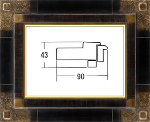 額縁　油絵/油彩額縁 木製フレーム 手作り ハンドメイド アクリル付 6247 サイズ F6号 G/ブラック